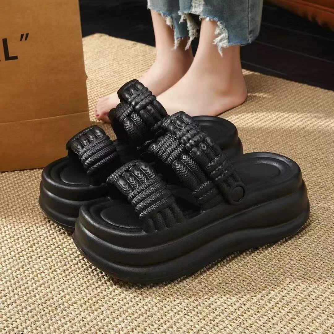 女款夏季厚底增高两穿软底沙滩外穿舒适凉鞋