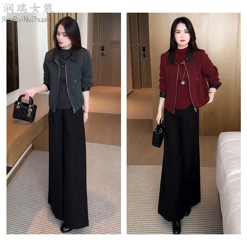 翻领短外套女2025秋季新款小个子气质穿搭宽松减龄撞色短款上衣潮