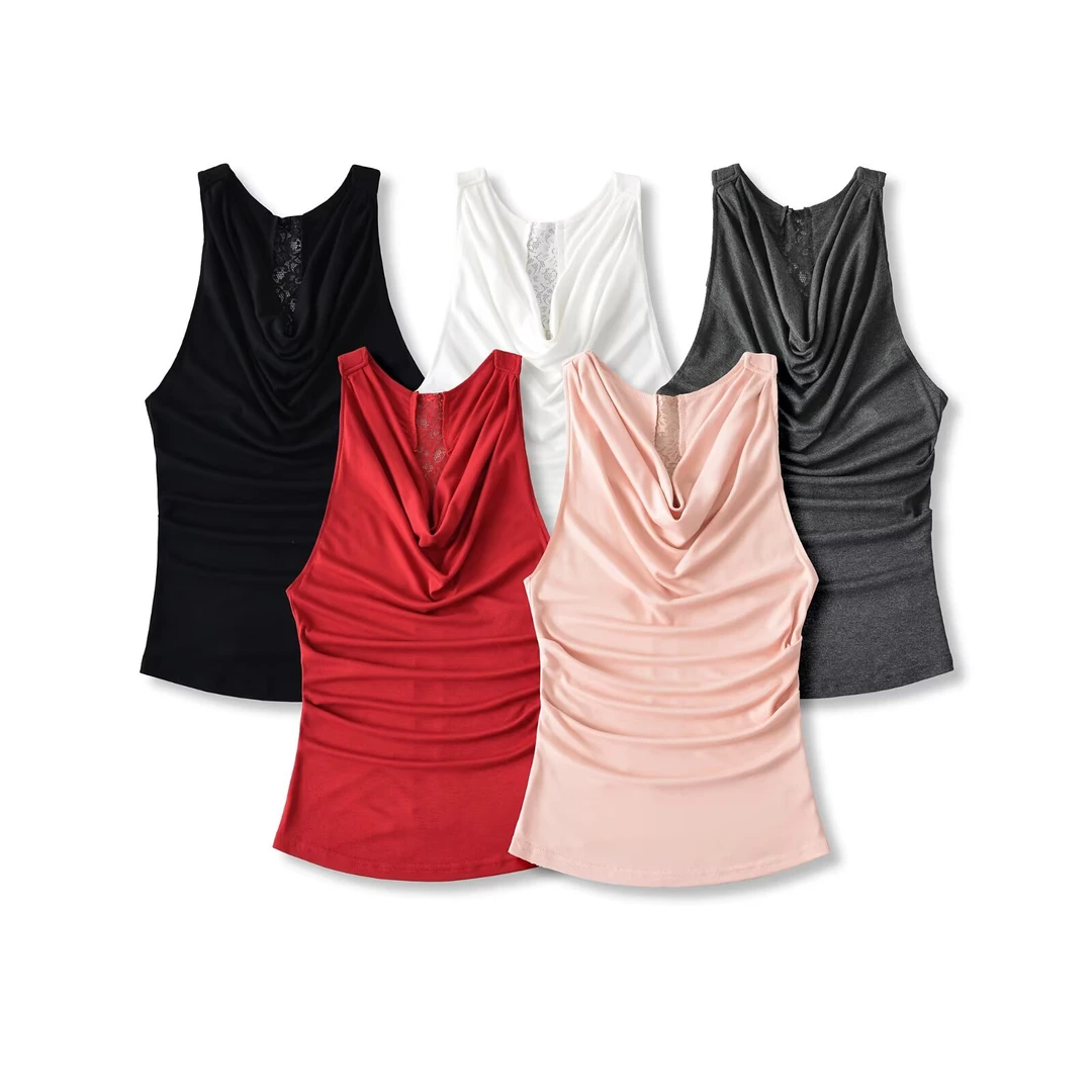 2527荡领蕾丝花边背心