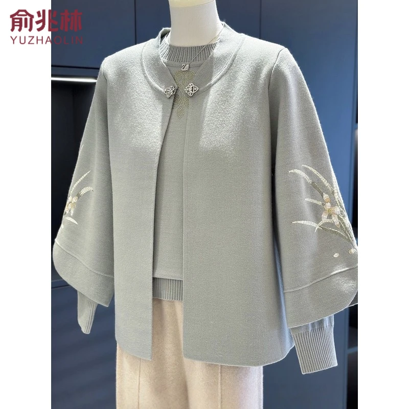 俞兆林老年女装奶奶春装2025新款老人衣服老年人针织衫套装开衫两