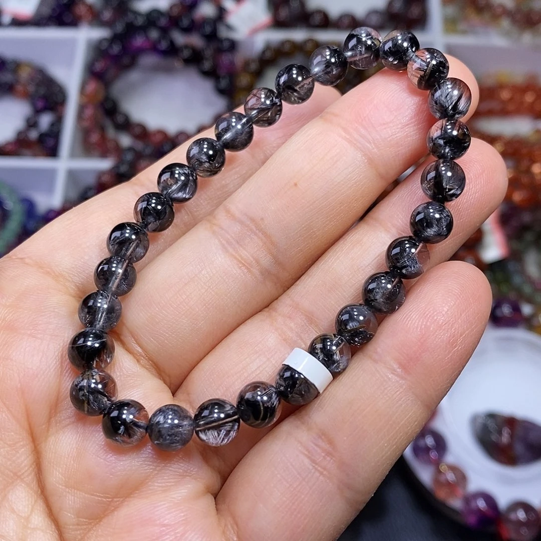 未镶嵌水晶手链黑银钛