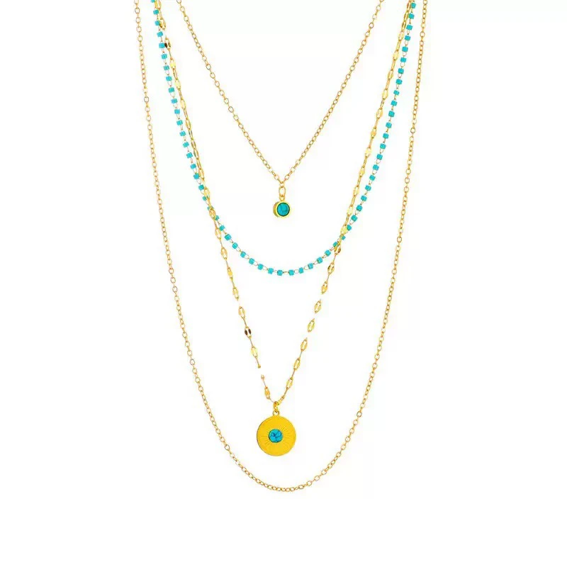 钛钢项链 【品质款】欧美小众设计项链多层不规则钛钢吊坠链条项链