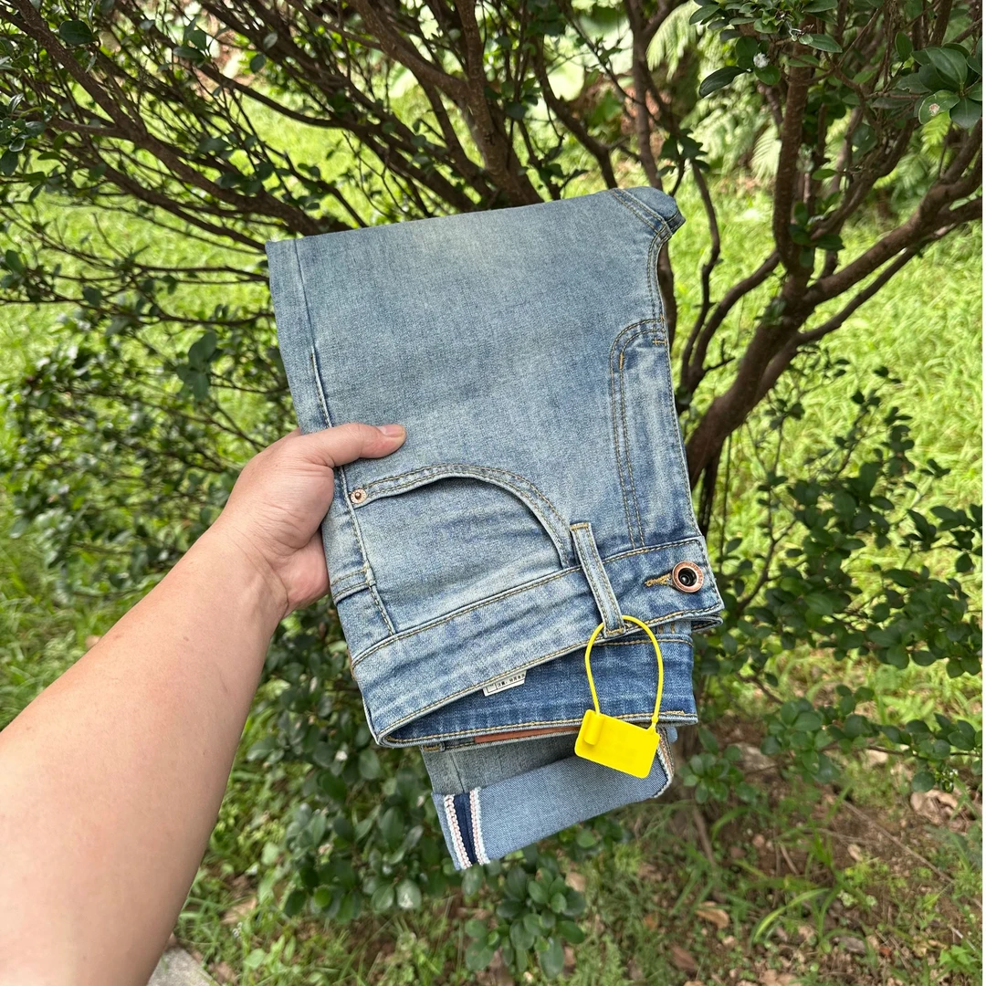 (八分/九分/长裤）高级感男装上新复古怀旧蓝微锥小直筒牛仔裤男装