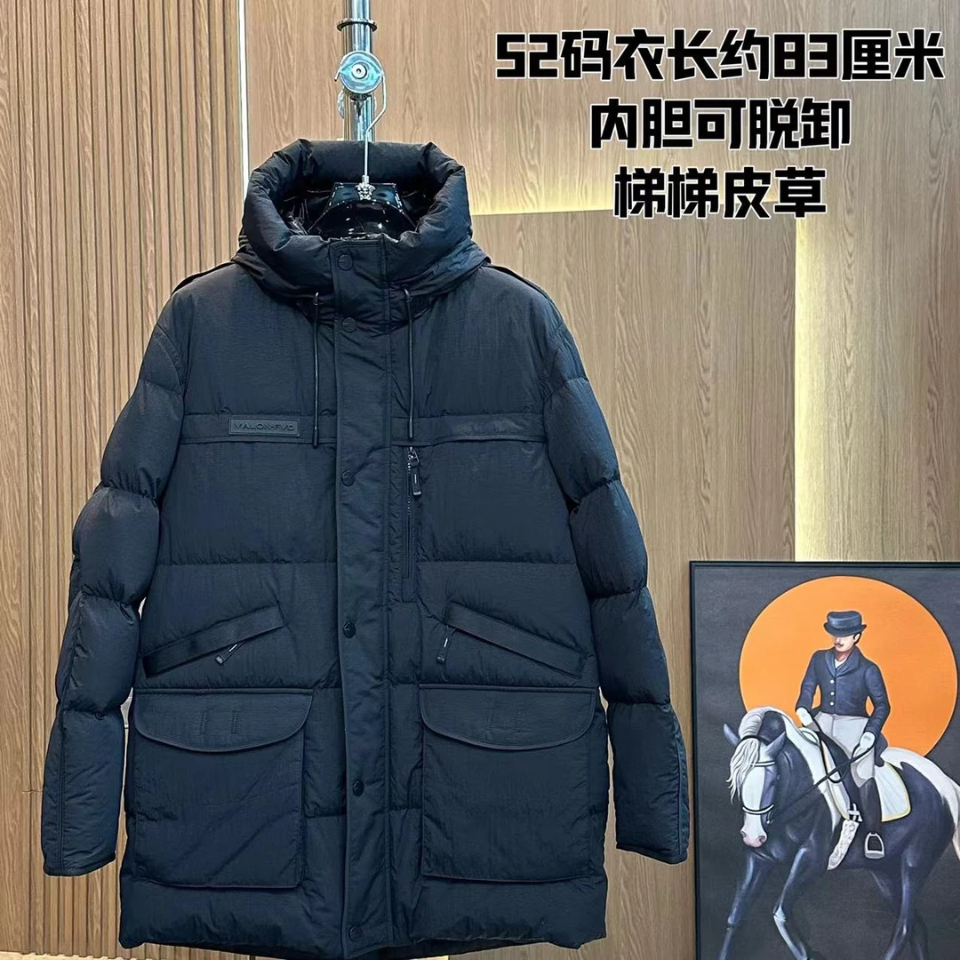 【梯梯男装】男士户外黑色冬款连帽轻奢休闲派克服2381