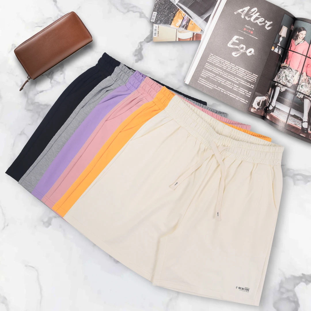 薄款阔腿裤高腰夏季四分裤短裤生肖日常抽绳母亲宽松休闲裤HT100