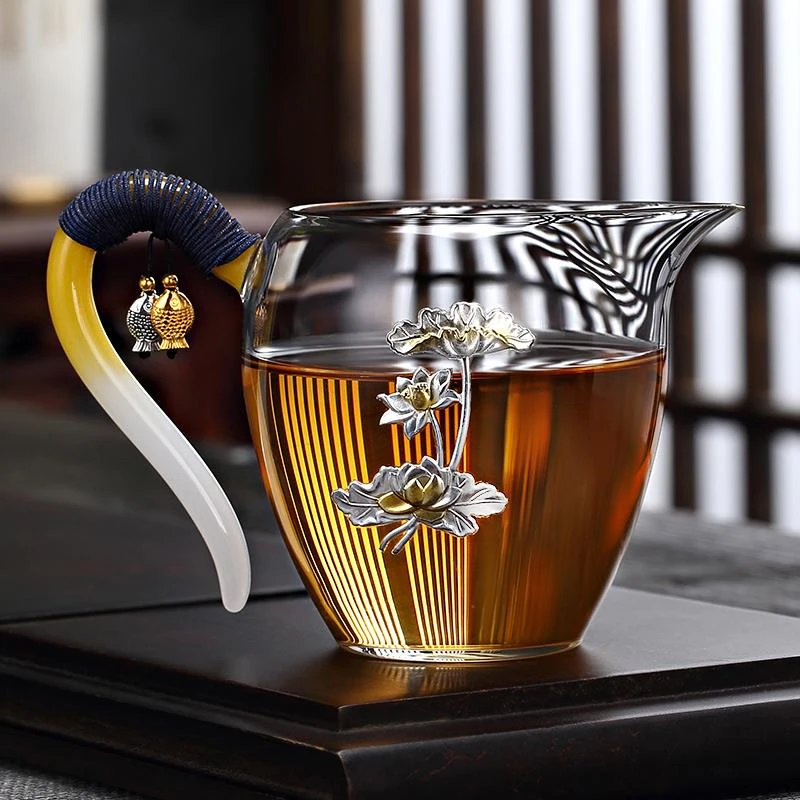 【繁巷】京也镶银公道杯玻璃茶具高档过滤分茶器大号公杯倒茶配件