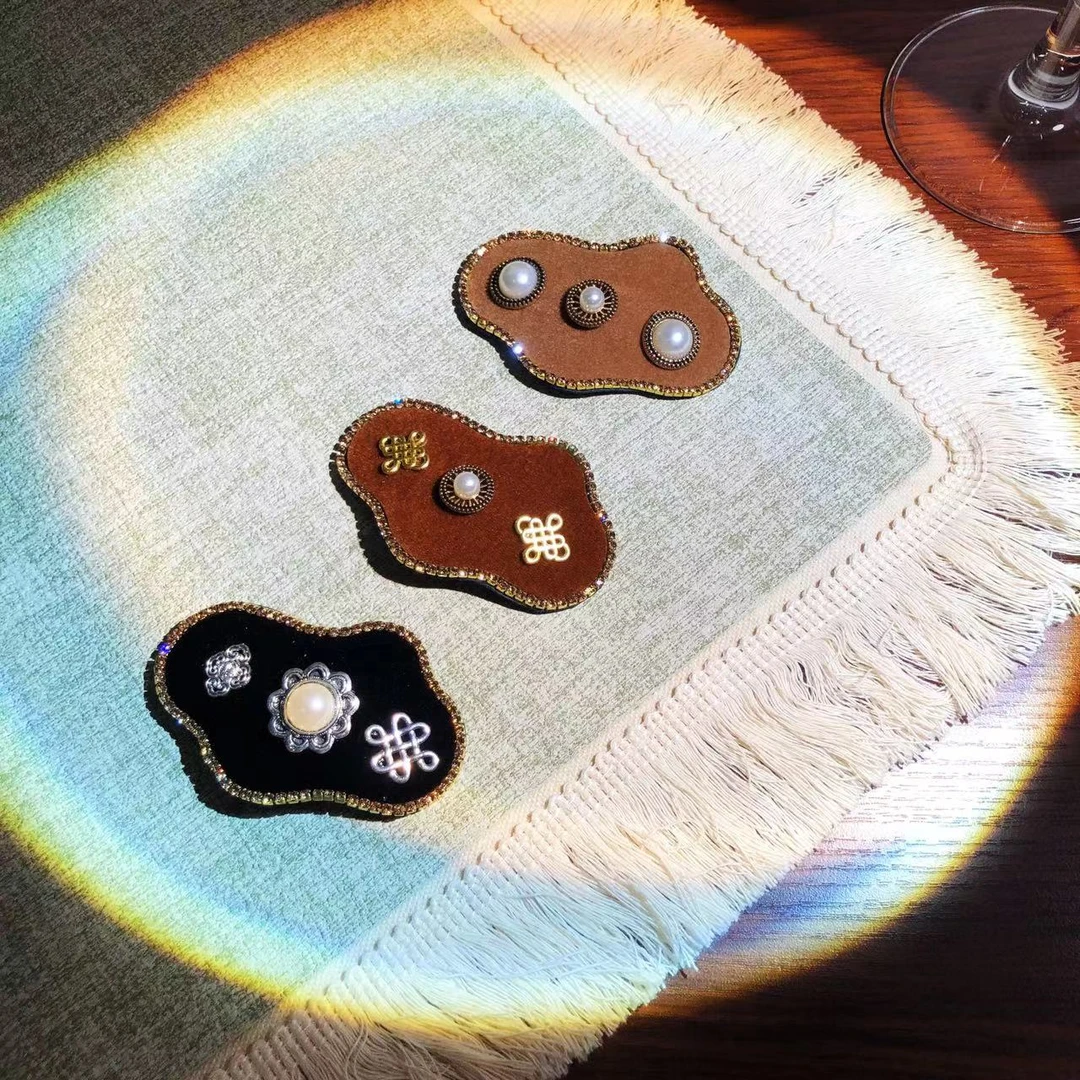 慕崡（一对）民族风丝绒云朵发夹边夹头饰小香风秋冬手工刘海夹