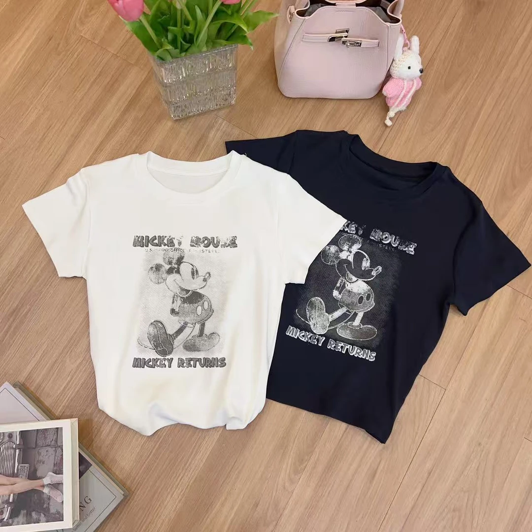 【卡通米奇】26年夏季新款印花正肩圆领显瘦短袖T恤时尚百搭上衣女