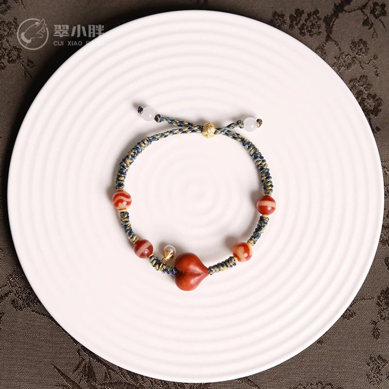 翠小胖二号店 小屁桃南红玛瑙手绳CNHF36 多样性发1