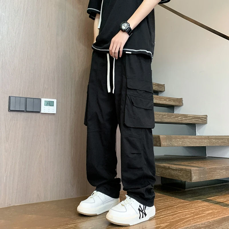 美式工装裤男士春秋季薄款宽松冲锋直筒裤2025新款潮牌休闲裤子男