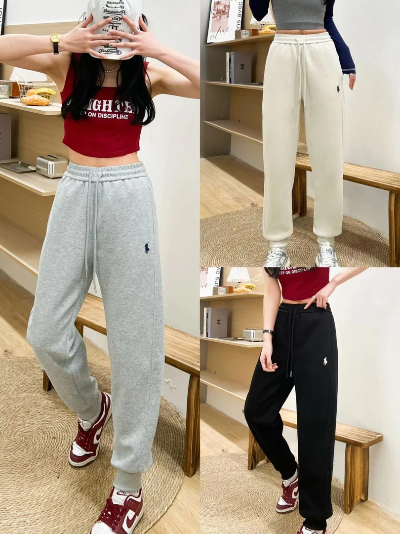 7726-1春季新款-螺纹脚口‘刺绣小马’时尚显瘦运动束脚卫裤