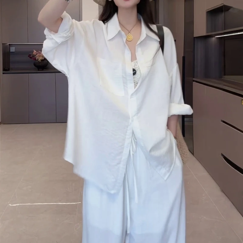 高级感休闲长袖防晒衬衫女2025秋季新款韩系气质简约百搭显瘦外套