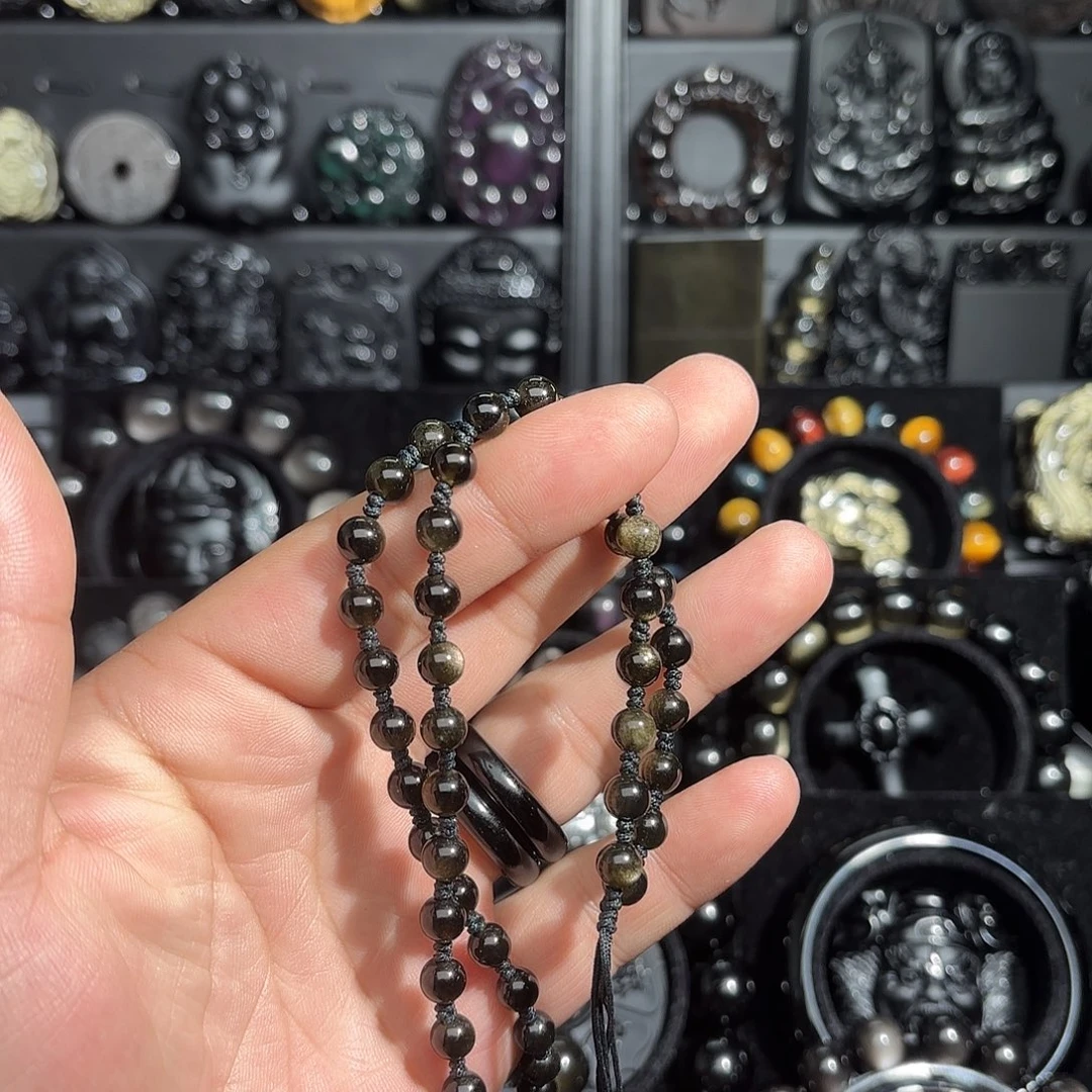 戒***白黑曜岩未镶嵌手链