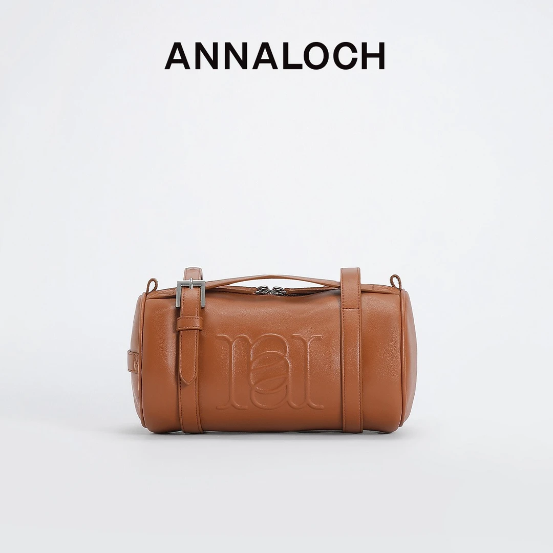 ANNALOCH再生系列再生真皮运动户外休闲时尚单肩手提斜挎圆筒包