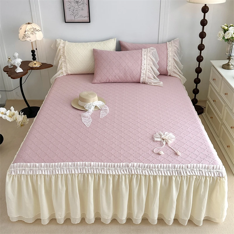 公主风床裙款PE冰豆豆席三件套冰丝席可机洗空调软席