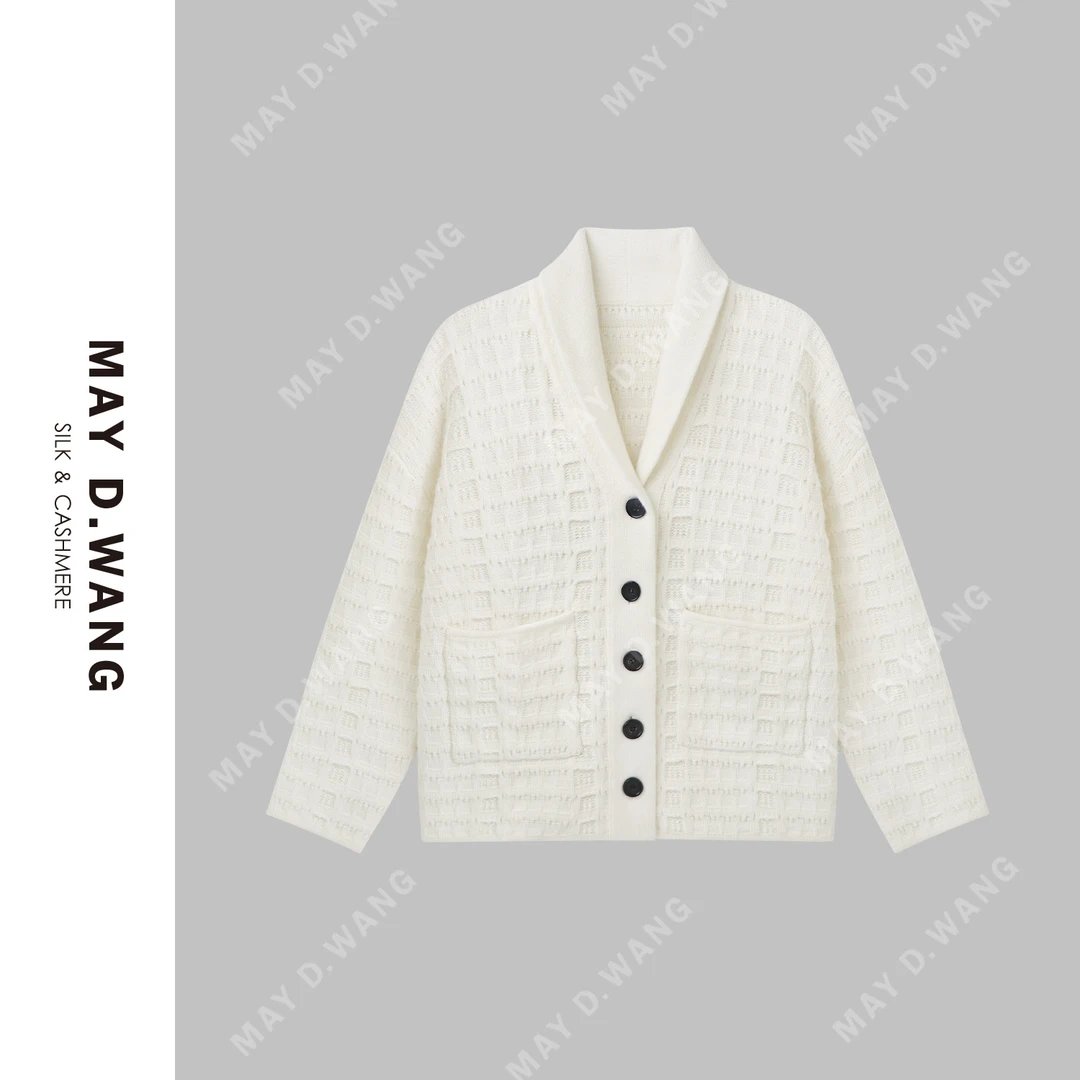 王之造北欧风休闲松弛感立体组织羊绒开衫上衣 F1F1119