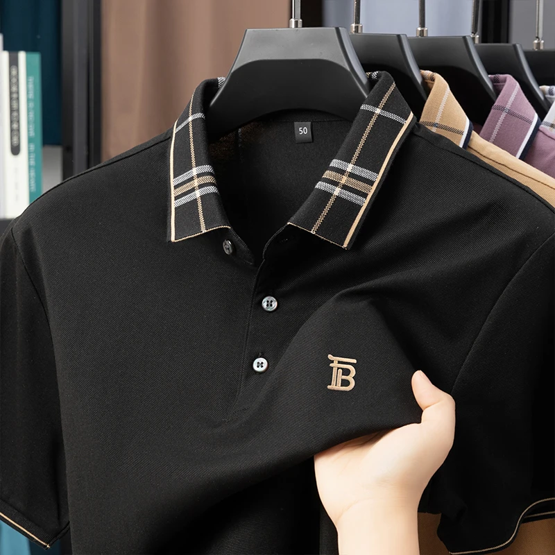 英伦品牌专柜巴家男士t恤短袖奢侈品商务2025夏季新款polo杉男
