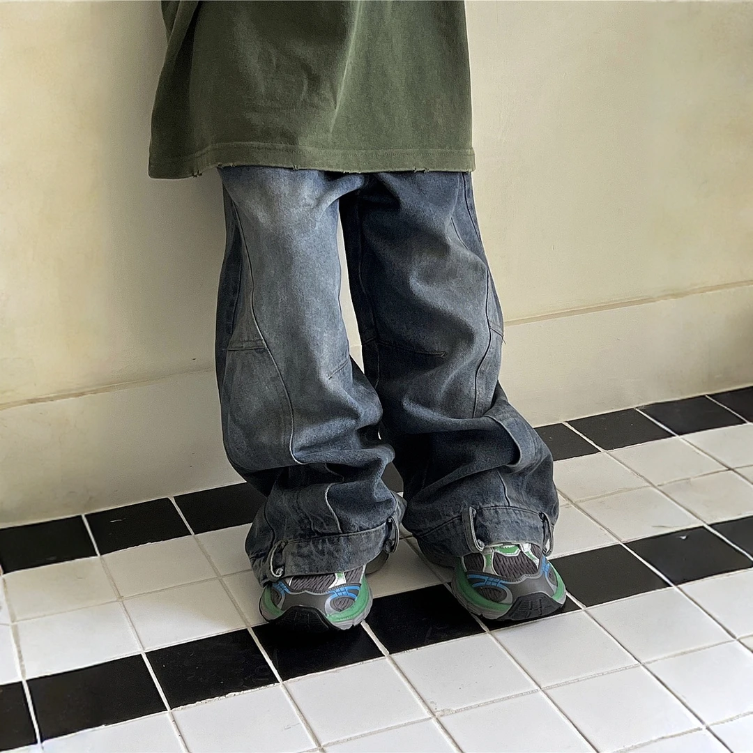 2025秋季儿童脏脏牛仔裤韩版童裤个性款大裤脚男童中大童潮款长裤