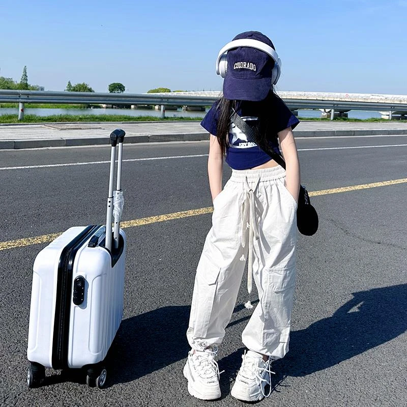 MK&UR.BV女童短袖T恤2025夏季新款儿童工装裤两件套甜酷透气洋气