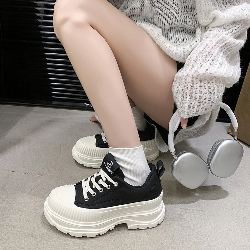 麦昆小白鞋女2024秋冬加绒新款厚底增高爆款老爹鞋运动休闲鞋圆头