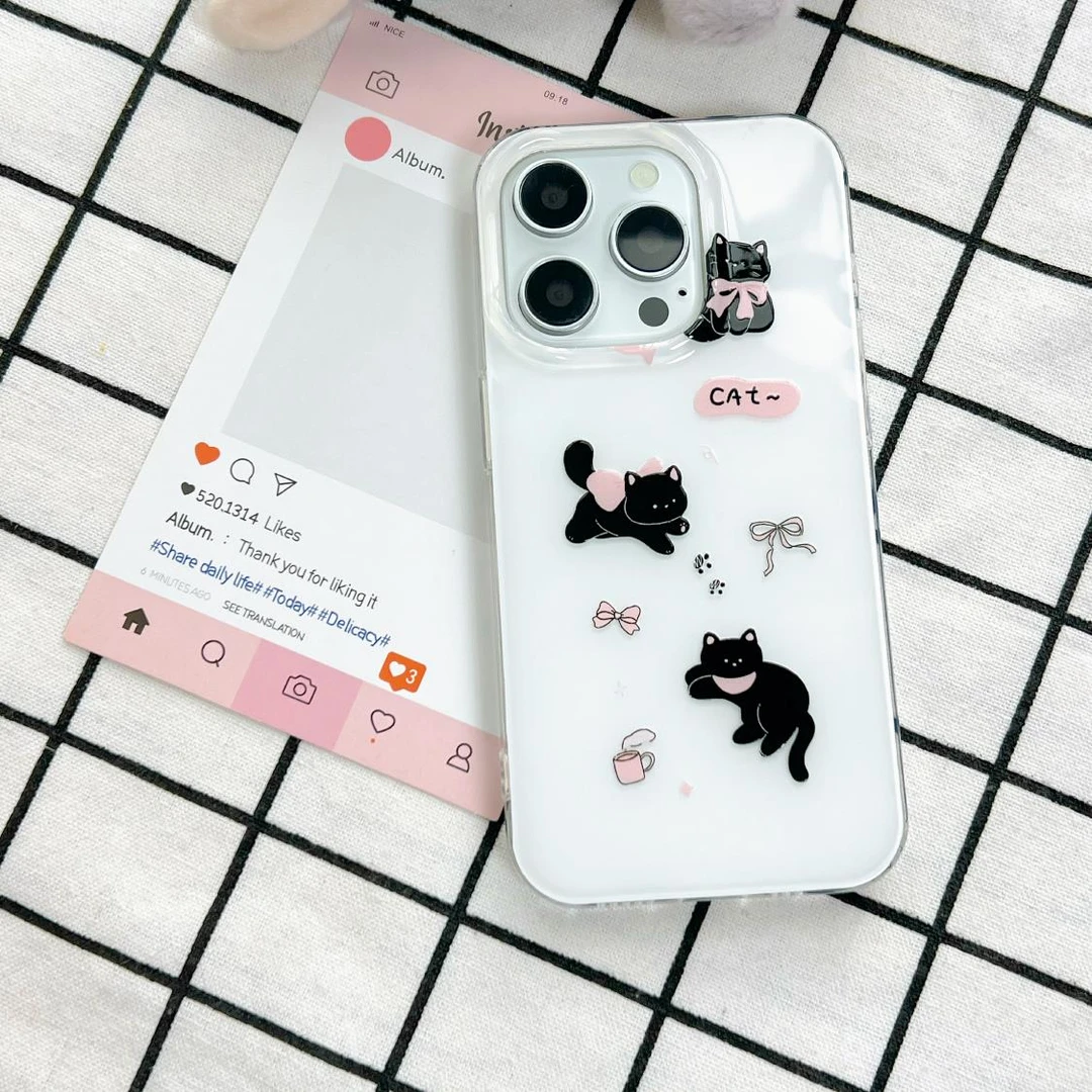 IMD工艺手机壳ins高级个性三只小猫咪久用不发黄防摔适用苹果安卓