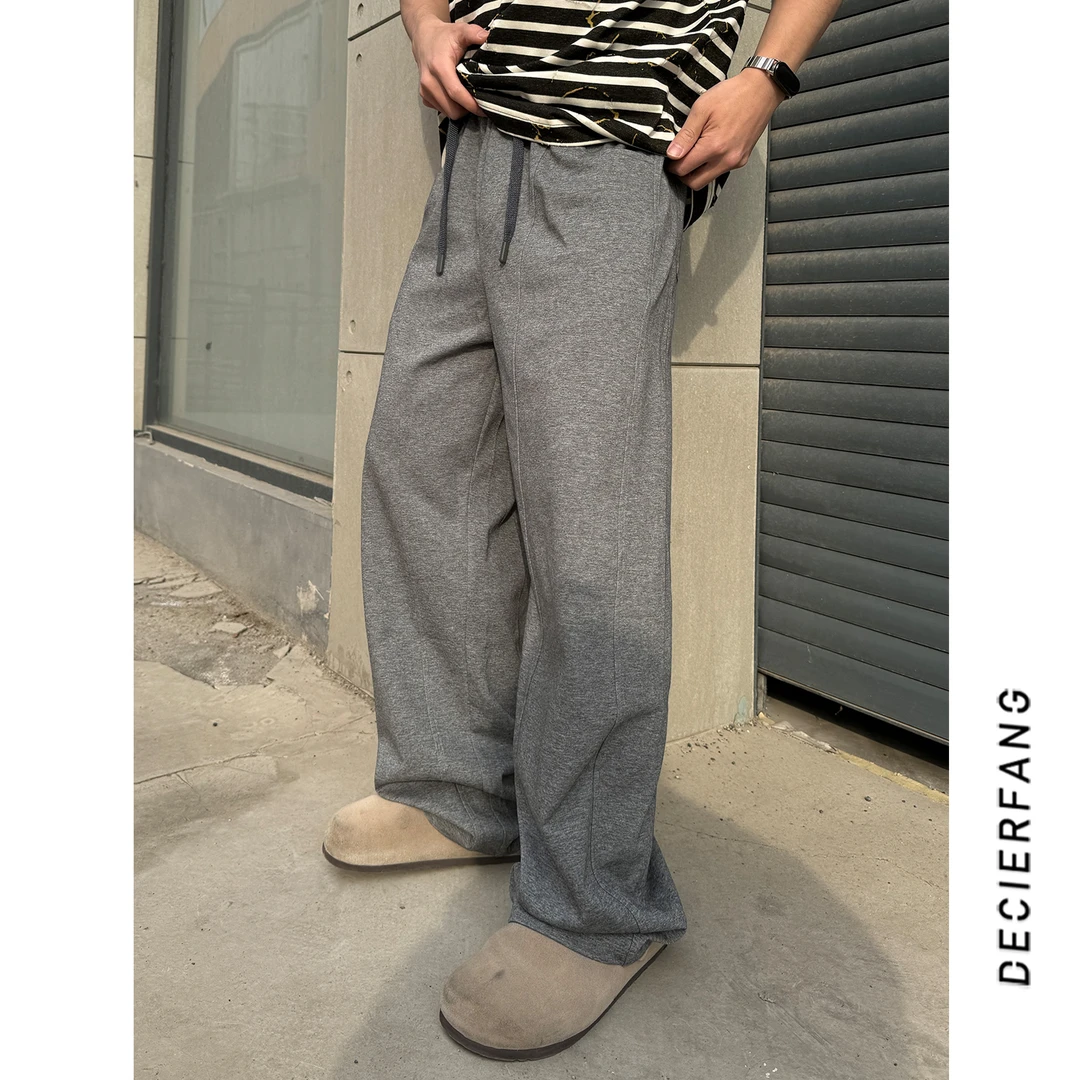 25SS重磅马拉纯色垂感卫裤潮牌街头宽松百搭直筒运动休闲长裤