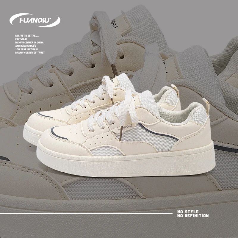 HUANQIU/环球网面简约百搭小白鞋女鞋2025夏季新款透气潮流休闲鞋