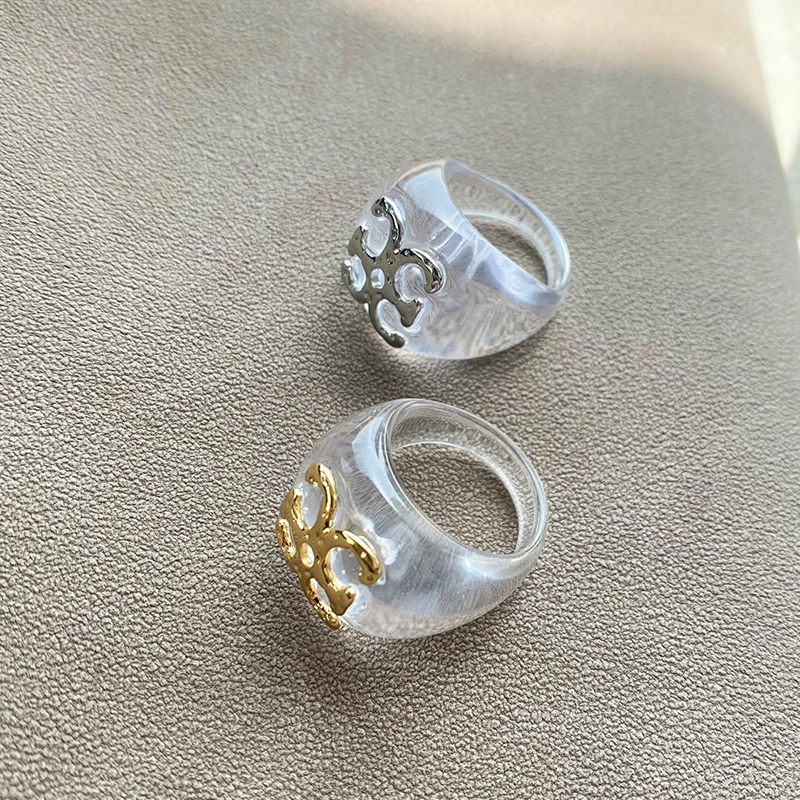 铜合金树脂戒指 时尚小众设计COC大logo圆心轻奢简约个性指环