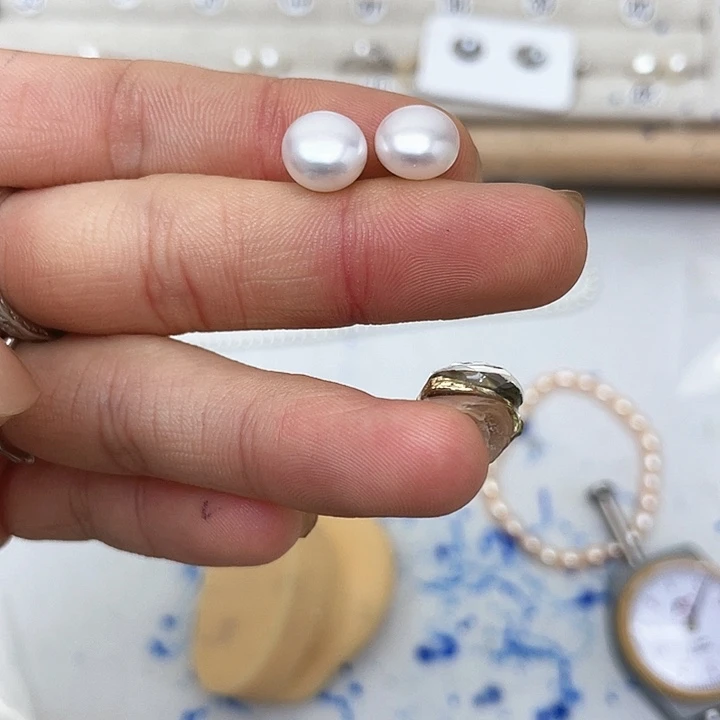 淡水珍珠耳饰银S925镶嵌飞*?