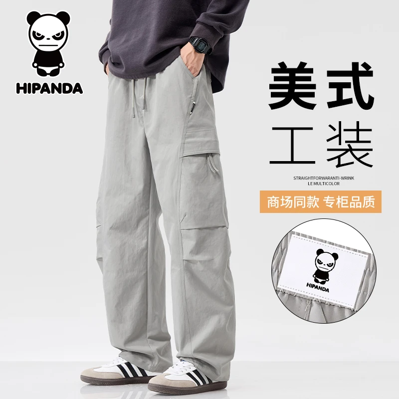 HiPanda你好熊猫休闲裤男士秋季潮流百搭宽松直筒美式机能工装裤