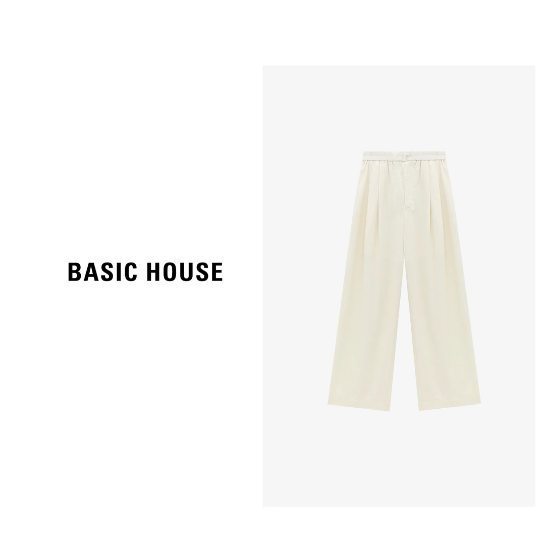 Basic House/百家好时尚百搭休闲女士宽松设计长裤-B0625B5V532