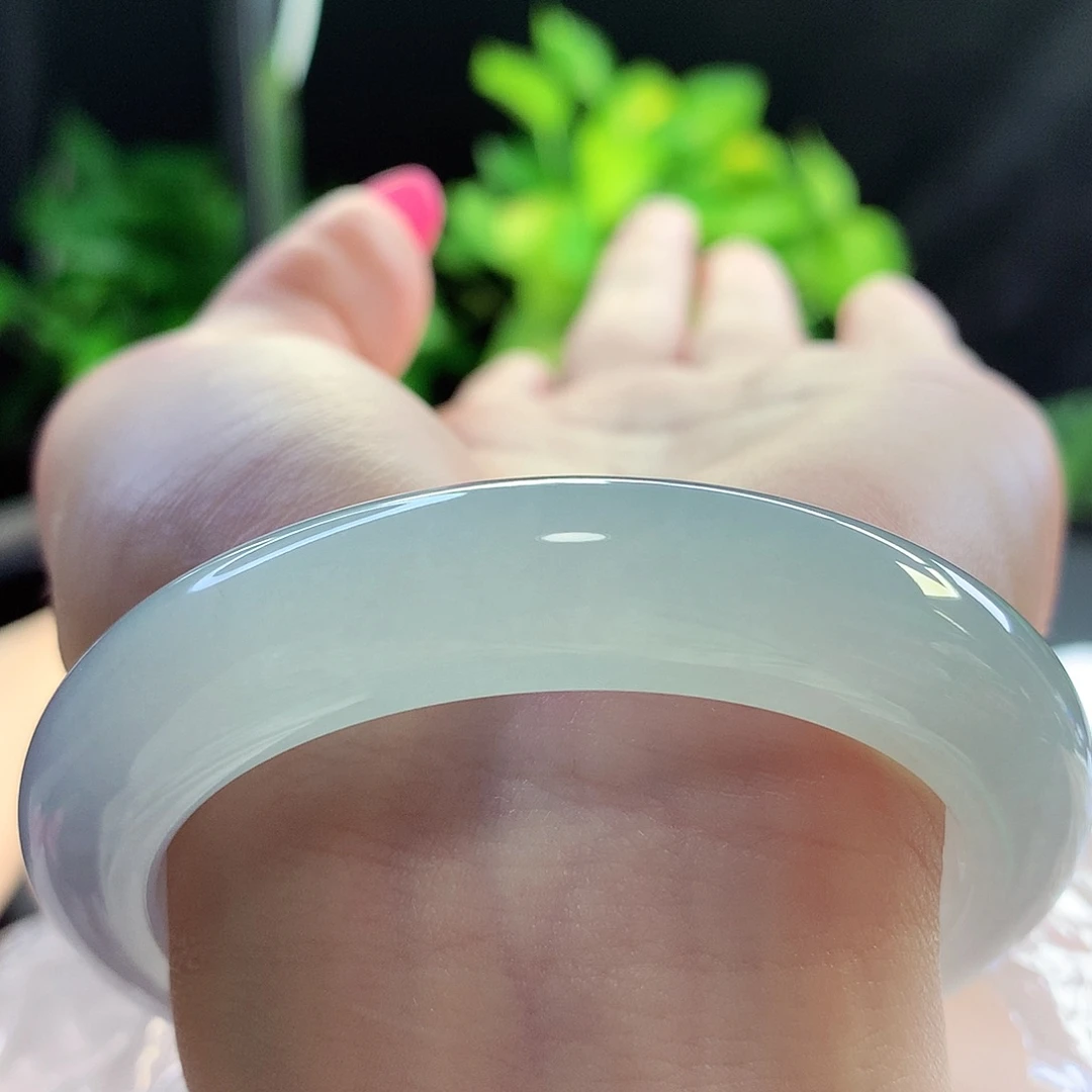 未镶嵌手镯翡翠天然A货翡翠52-53泥鳅背 冰清玉洁 推荐