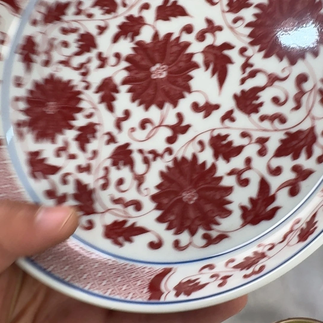 瓷片釉里红缠枝莲大壶承18