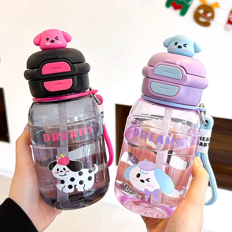 双饮水杯可爱女学生上学专用幼儿园耐高温大容量防摔吸管外出杯子
