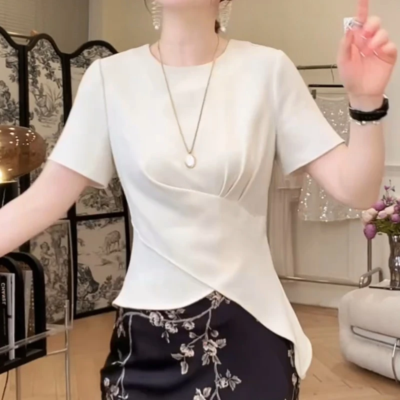 冰肌系列~上衣夏季显瘦优雅不规则时尚女小衫LK2503056