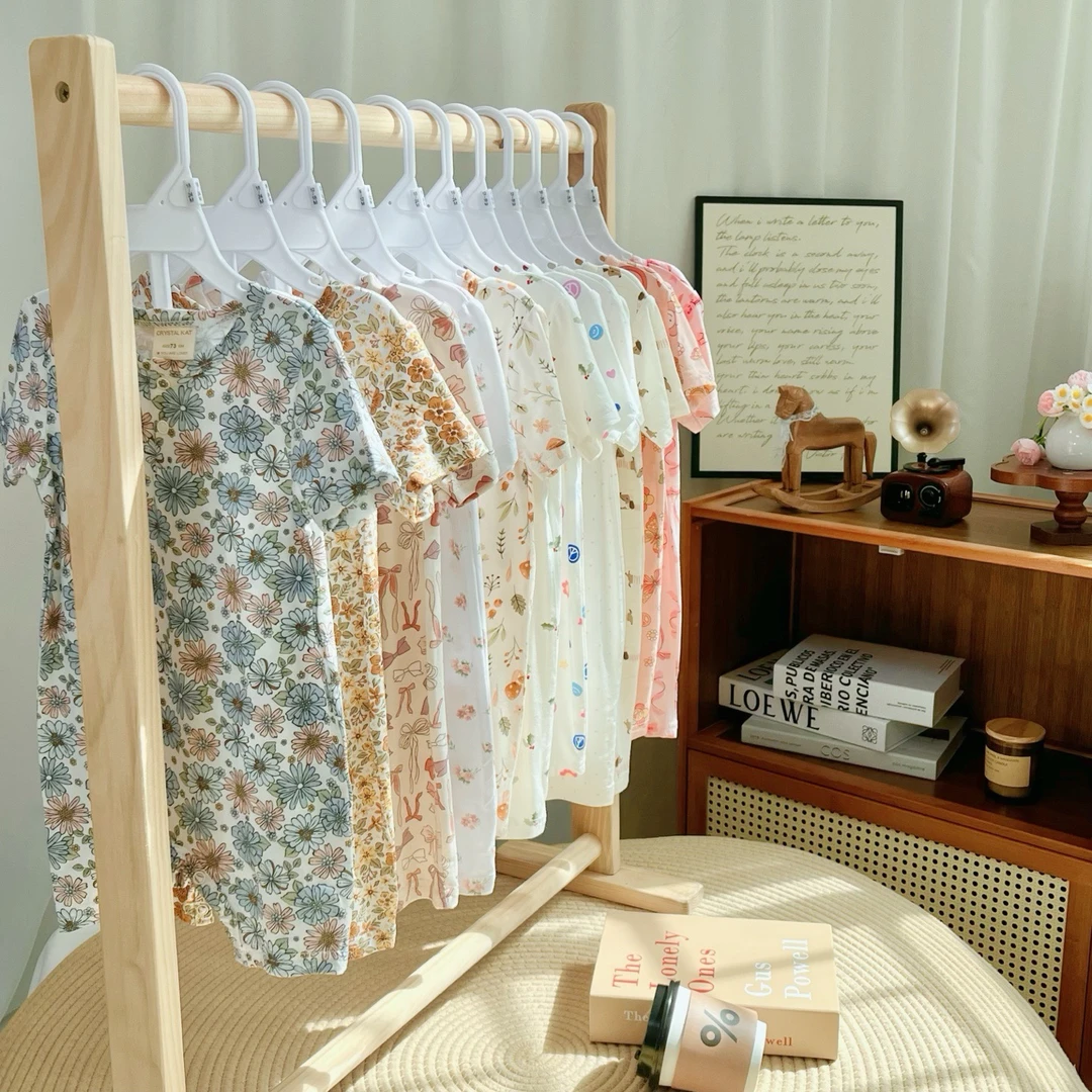 优可思夏季薄款凉感短袖爬服男女宝甜美印花哈衣