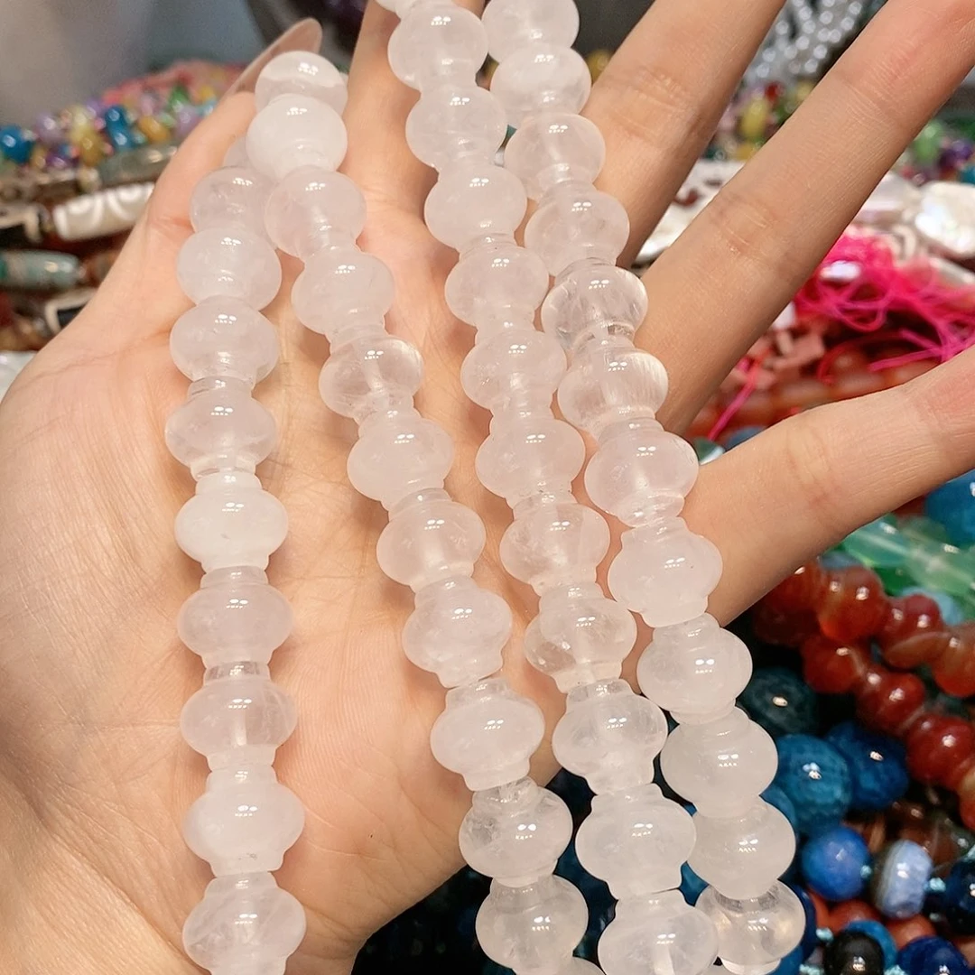 玛瑙/玉髓散珠天然白水晶灯笼14mm一条