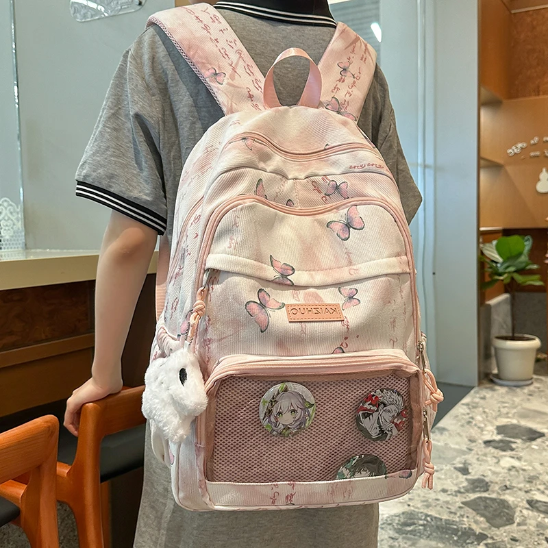 书包女小清新初中生高颜值透明痛包小学生双肩包中学生大容量背包