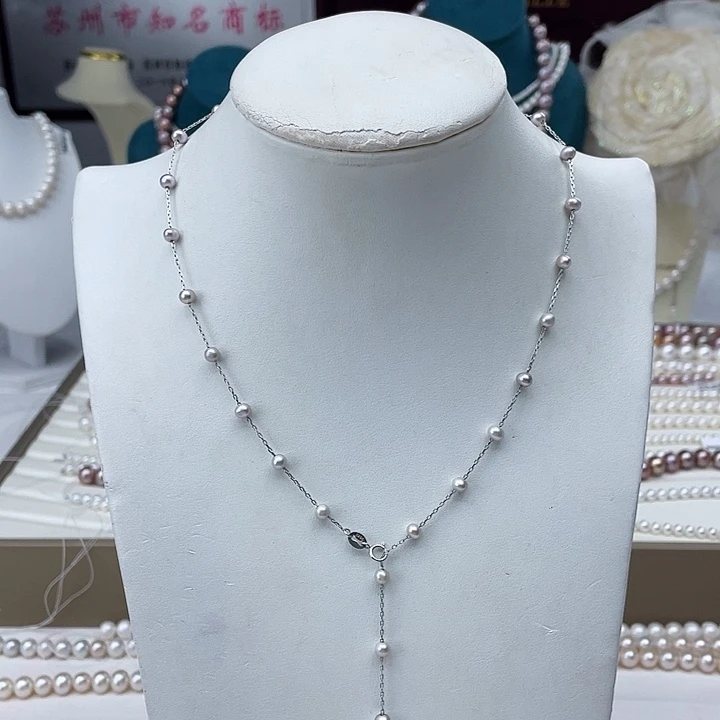 淡水珍珠颈饰银S925镶嵌满天星