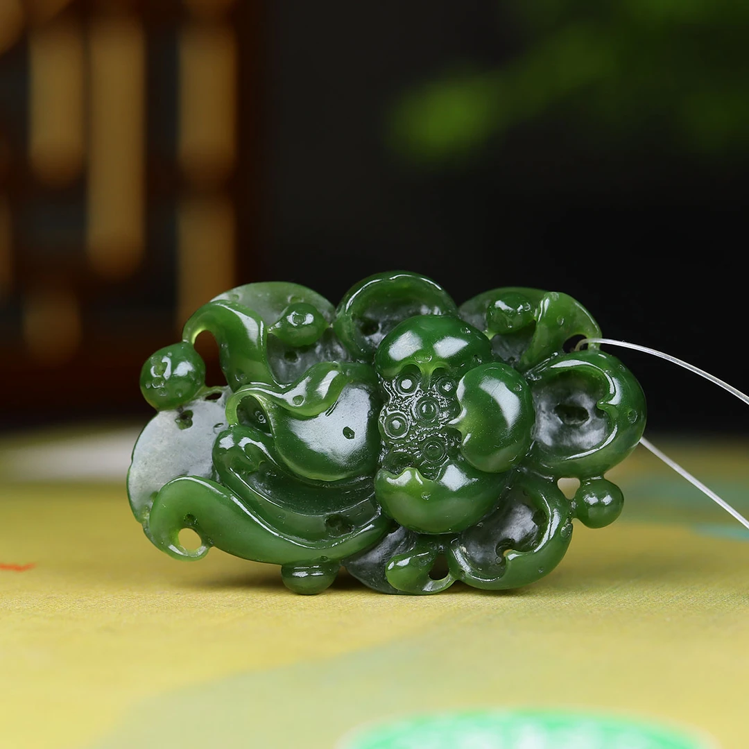 91969和田玉碧玉荷花