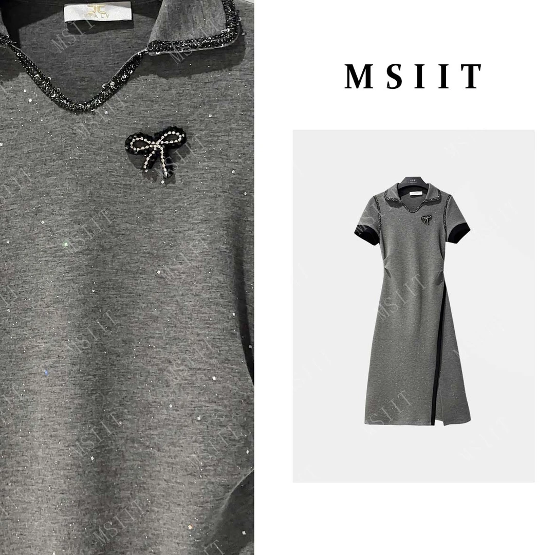 XX-轻奢简约舒适感拼接重工刺绣小熊显瘦气质连衣裙JC-A3714