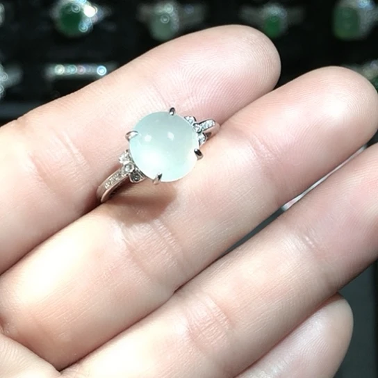 翡翠银S925镶嵌戒圈