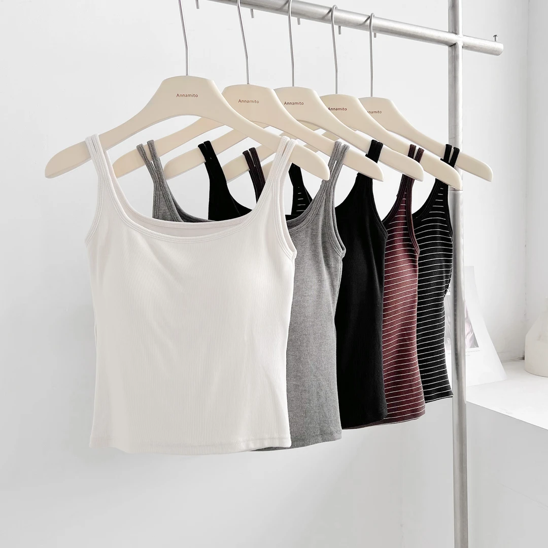 【飞总专属】双肩带固定杯小吊带背心H8159