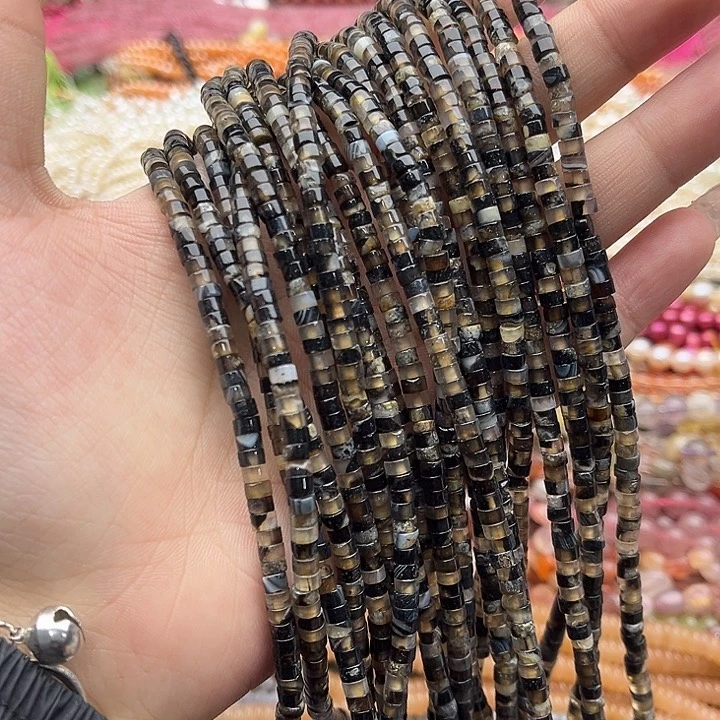 玛瑙/玉髓珠宝半成品未镶嵌一条4/2mm左右蚕丝玛瑙直切