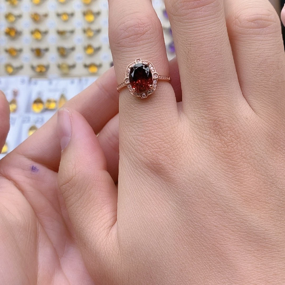 石榴石天然石榴石Q银S925镶嵌不***了