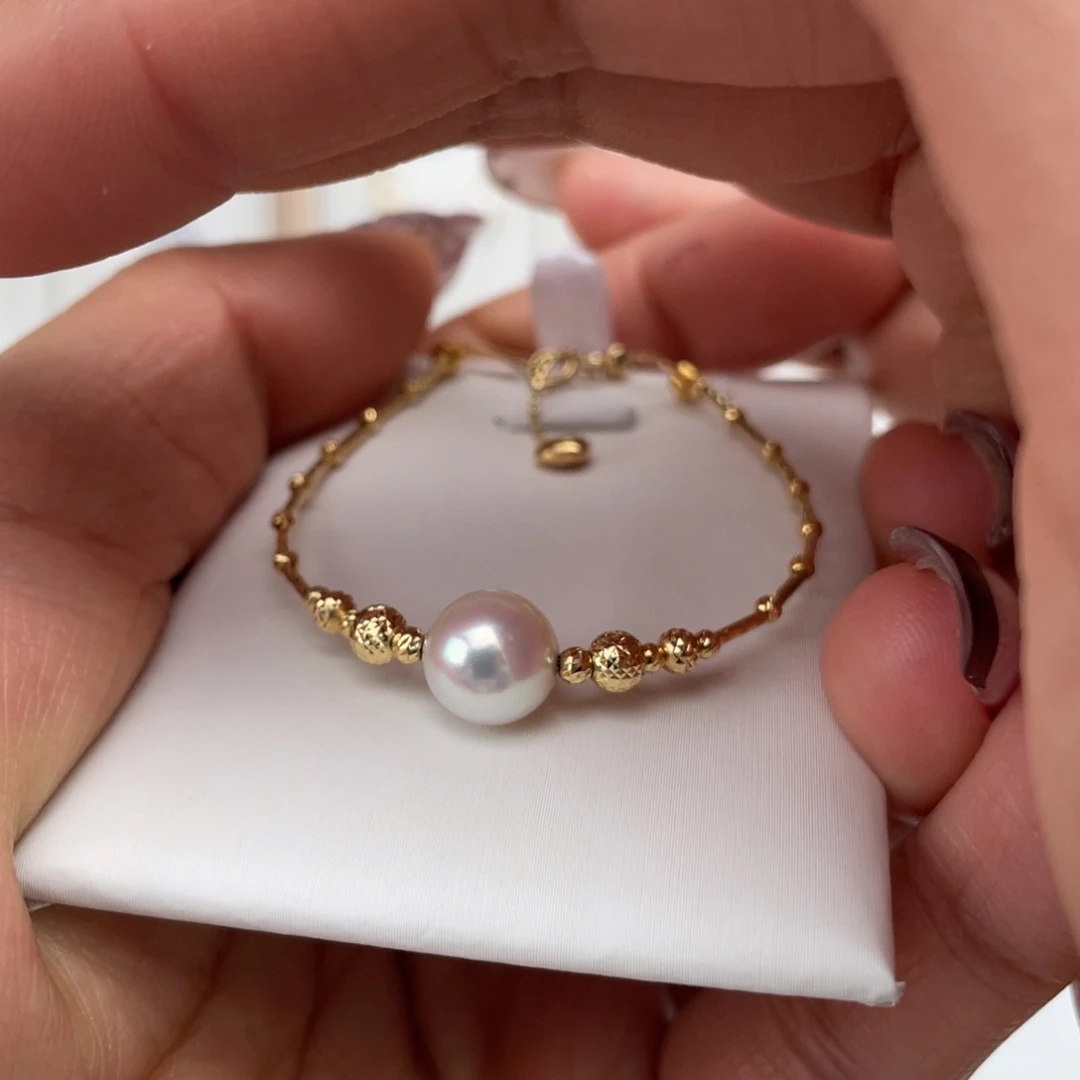 海水珍珠手镯18K金镶嵌