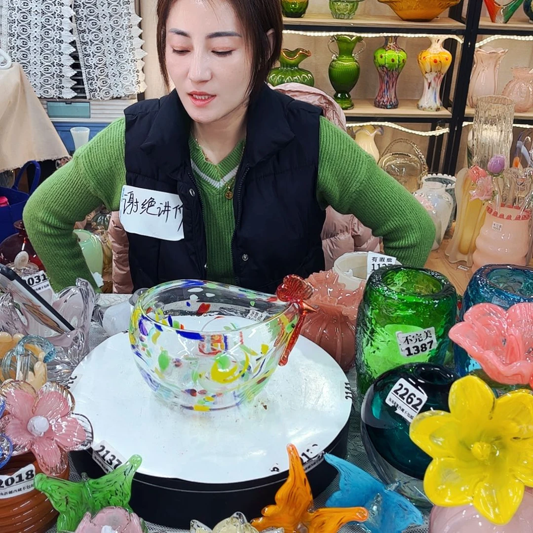 花鸡碗 家悦琉璃工艺品有不完美痕迹