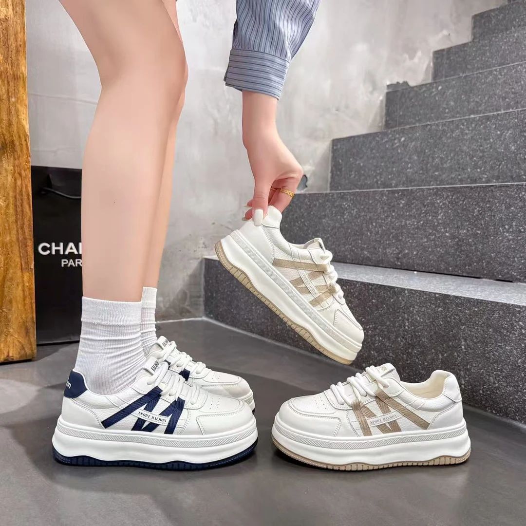 ZELANYA小白鞋女2025秋季新款厚底百搭小个子休闲运动板鞋增高