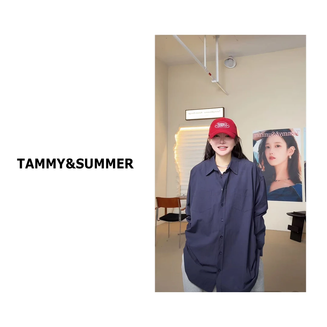 【Tammy&Summer】韩系时尚设计感双口袋宽松单排扣休闲衬衫95107