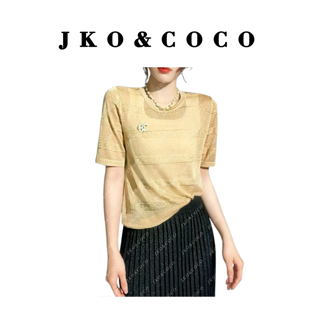JKO&COCO •【蝉翼】意大利水晶纱夏季薄款时尚百搭 针织衫 上衣短袖